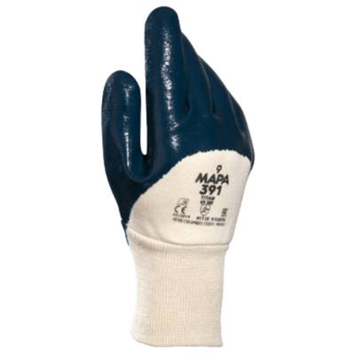 GANTS MANUTENTION NITRILE BLEU DOUBLE ENDUCTION - Taille 8